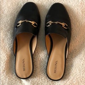 Black leather loafers. Size 9.5